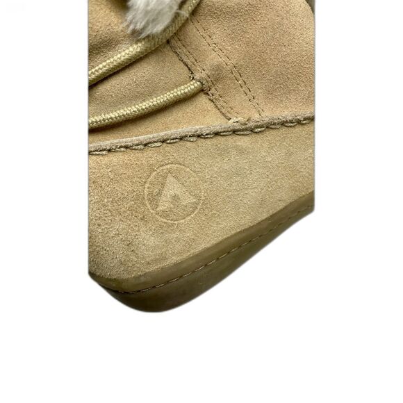 AirWalk 9.5M SlipOn Suede Leather Faux Fur Lined Winter Tan Boots Grip Sole - Picture 5 of 9